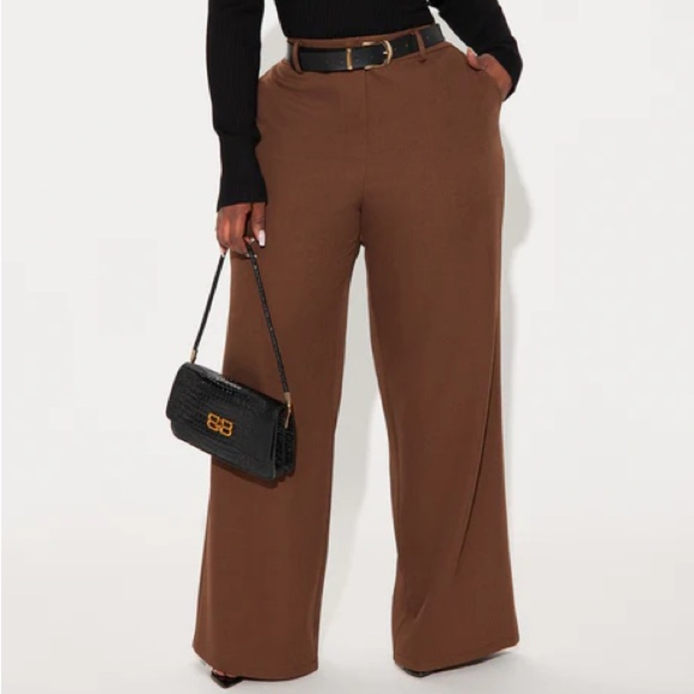 Fashion Nova Brown Wide-Leg Pants
